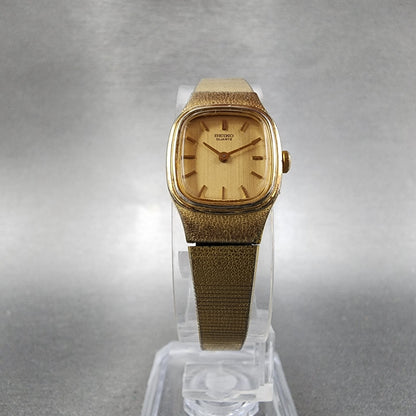 Seiko Watch Women 17mm Gold Dial Gold Tone Rectangle 2C205779 New Battery5