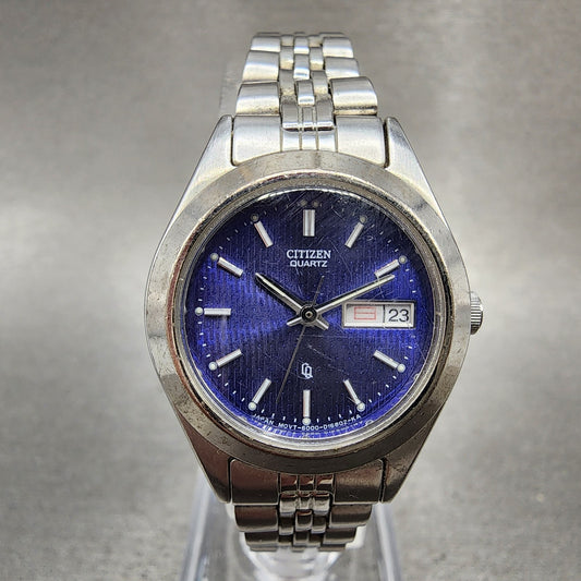 Citizen CQ Watch Women 26mm Blue Dial Silver Tone Daydate Round New Battery0