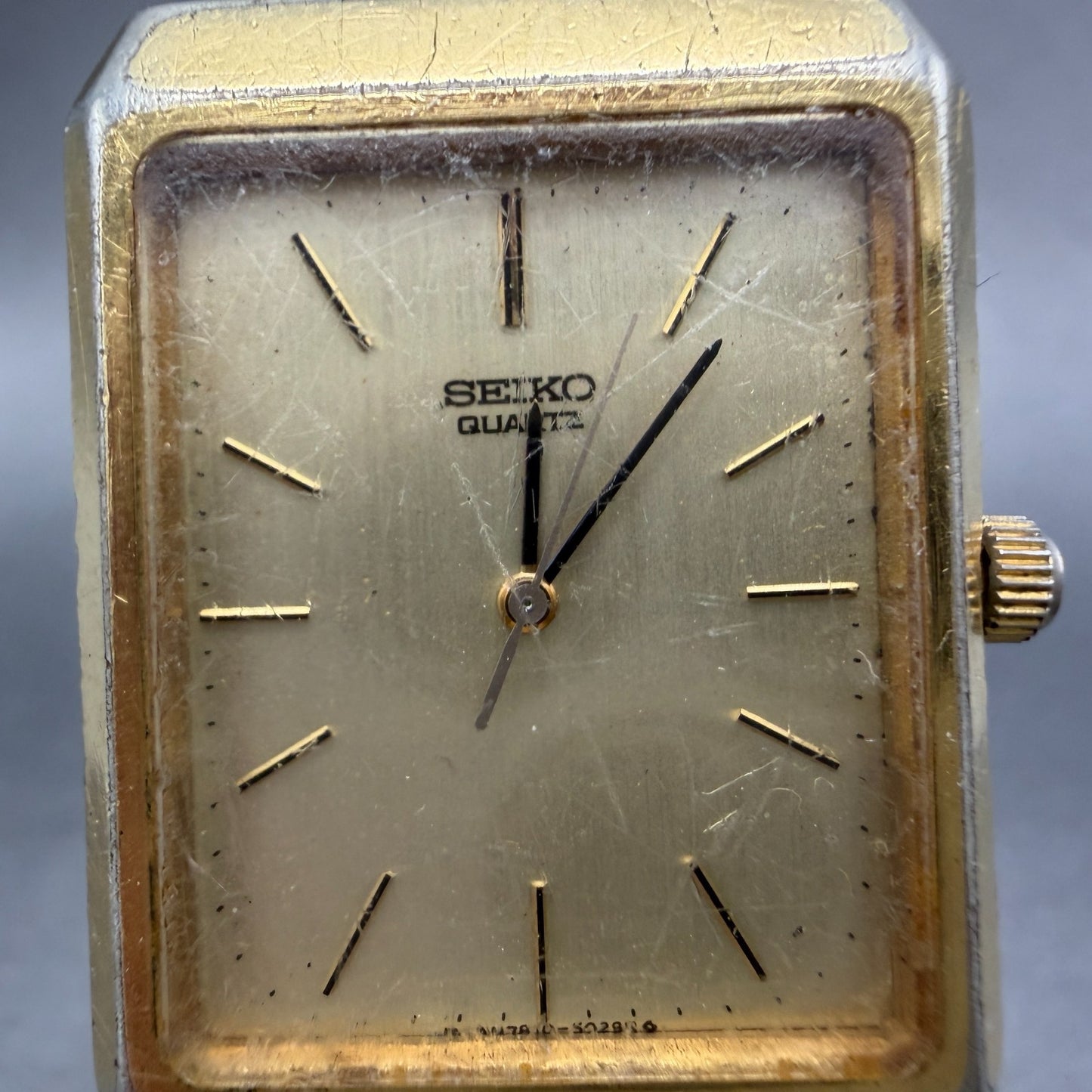 Seiko Tank Watch Men 28mm Champagne Dial Gold Tone Rectangle 7810-5029 PARTS2