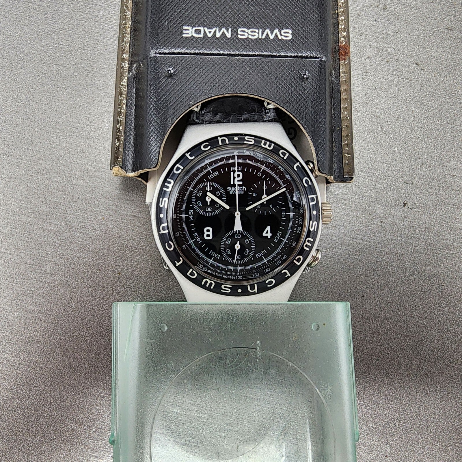 Swatch Irony Chrono Watch Men 40mm Black Dial Silver Tone Ycs1000 New Battery0
