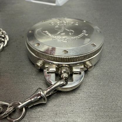 Zippo Pocket Watch Men 49mm Silver Dial Steel Chronograph Round New Battery10