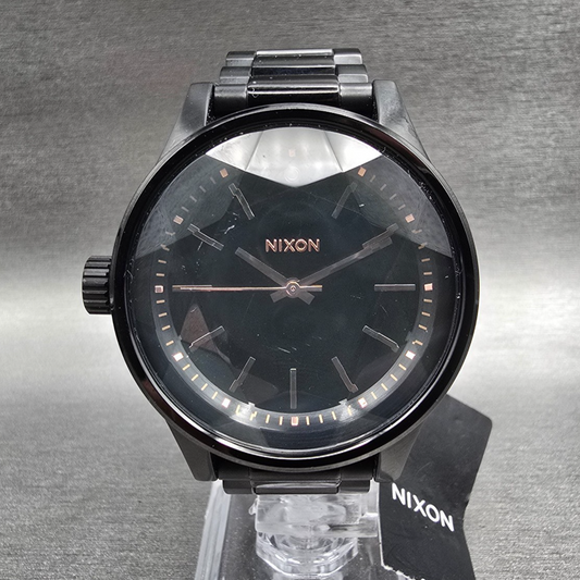 Nixon The Facet 38 Watch Men 38mm Black Dial Black Tone Round New Battery JP2130