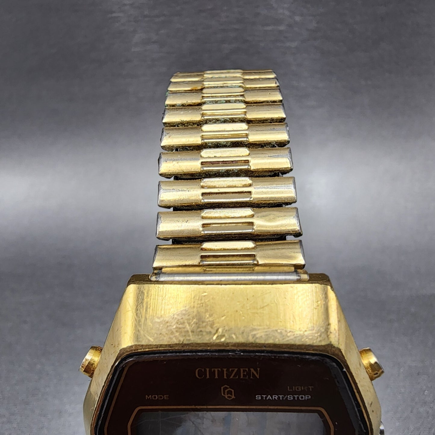 VTG Citizen CQ Digital Watch Men 36mm Alarm Chrono Gold Tone 4097653 New Batt4