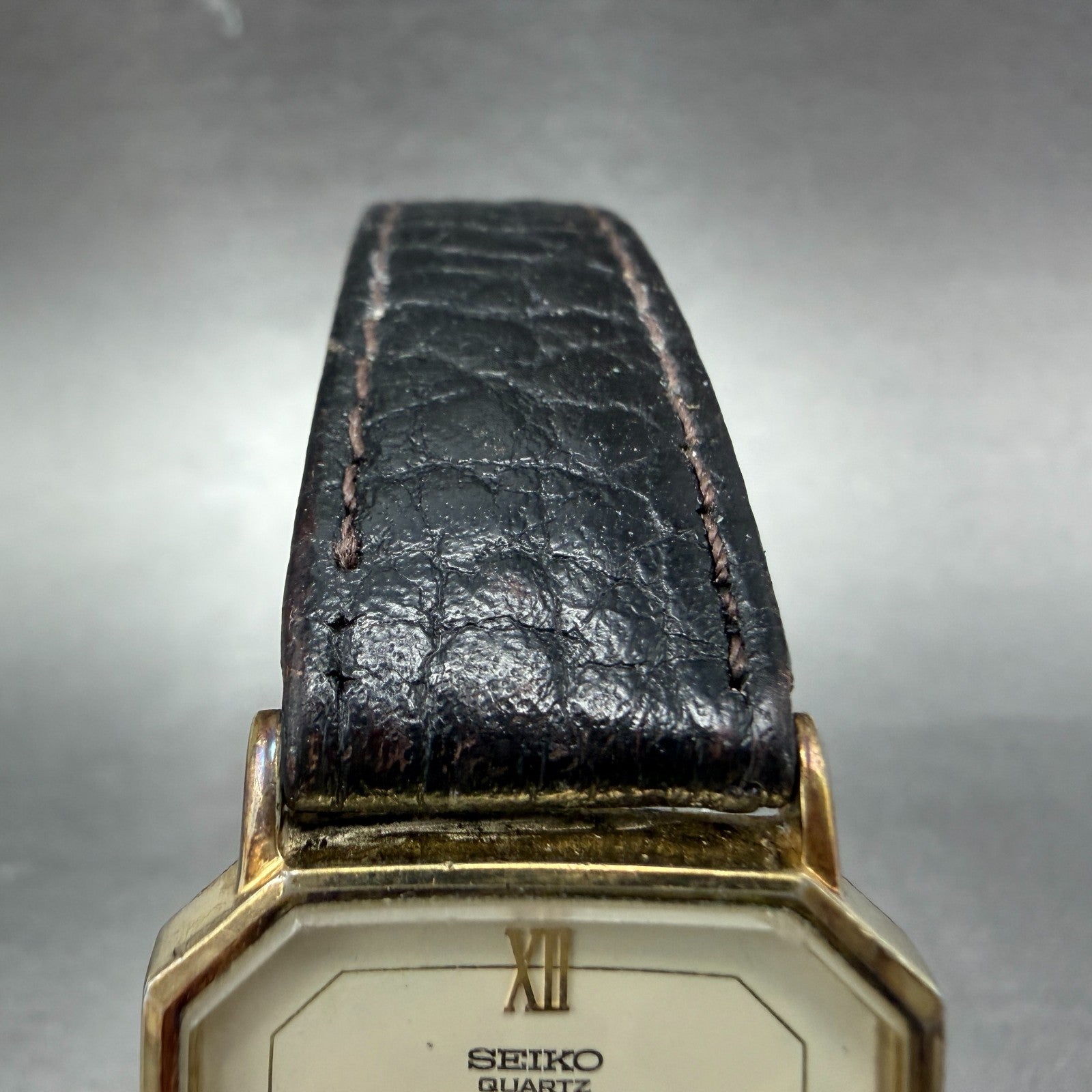 Seiko Watch Men 28mm Cream Dial Gold Tone Octagon Vintage 6430-5179 New Battery4