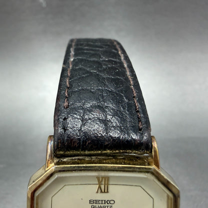Seiko Watch Men 28mm Cream Dial Gold Tone Octagon Vintage 6430-5179 New Battery4