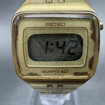 Seiko Digital Watch Women 23mm Gold Tone Month Date L012-4009 New Battery1