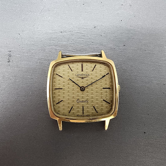 Longines Tank Watch Men 30mm Gold Dial Gold Tone Rectangle 978 READ!!!! New Batt0
