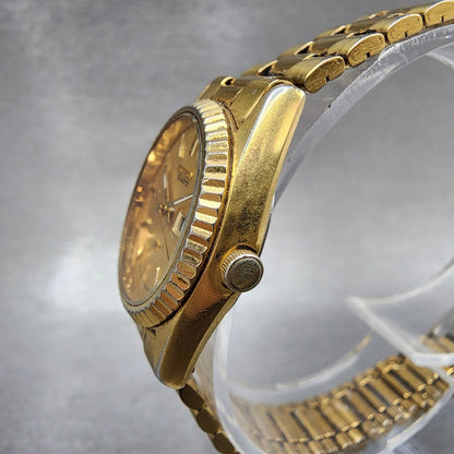 Seiko SQ Watch Women 24mm Gold Dial Gold Tone Daydate Round 3E230A60 NewBattery2