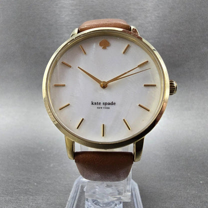 Kate Spade Metro watch Women 34mm Mop Dial Gold Round KSW1142 New Battery5