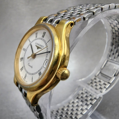 Longines Flagship Watch Women 24mm White Dial Two Tone Date Round 7291 New Batt2