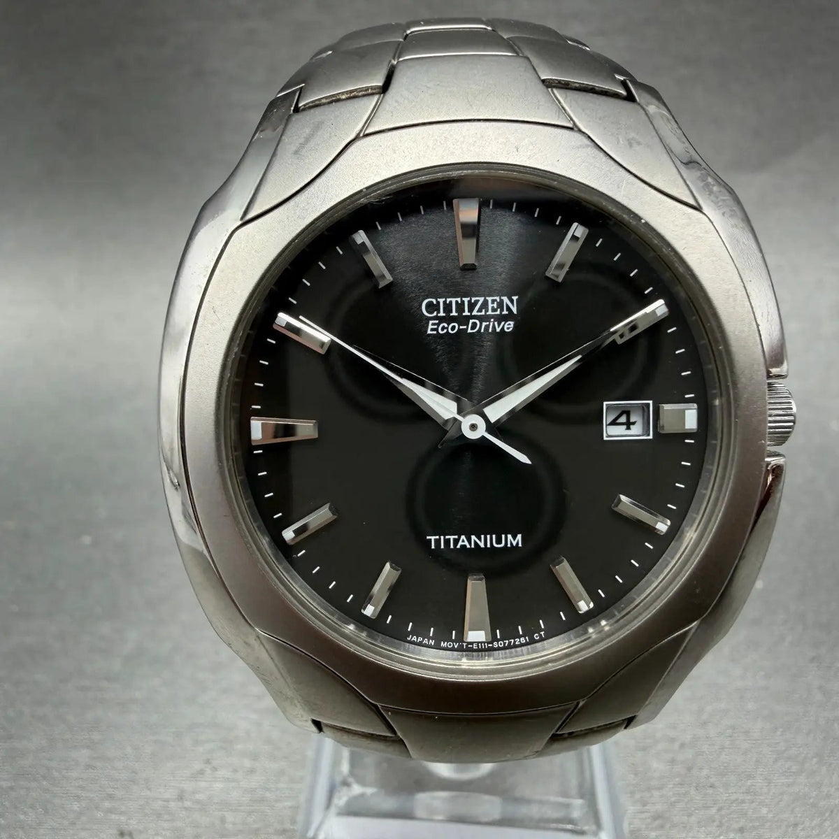 Citizen Eco-Drive Watch Men 38mm Black Dial Titanium Date Round BM6560-54H Runs0