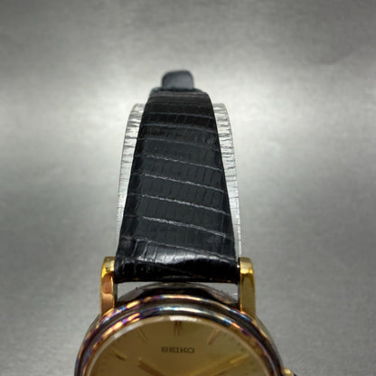 Seiko Exceline Watch Women 23mm Champagne Dial Gold Tone 4n21-0180 New Battery4