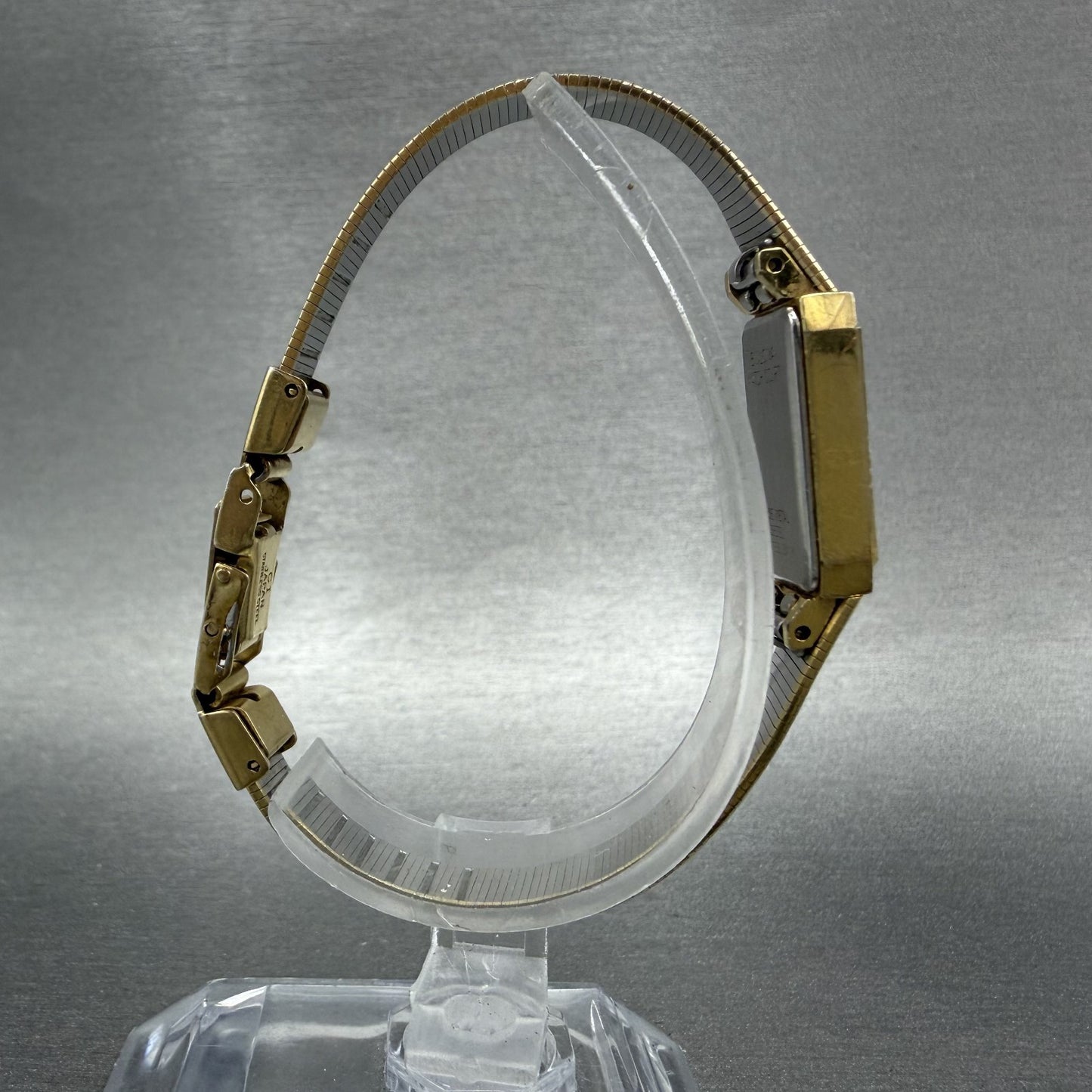 Bulova Tank Watch Women 13mm Champagne Dial Gold Tone Rdctangle 92T75 NewBattery8