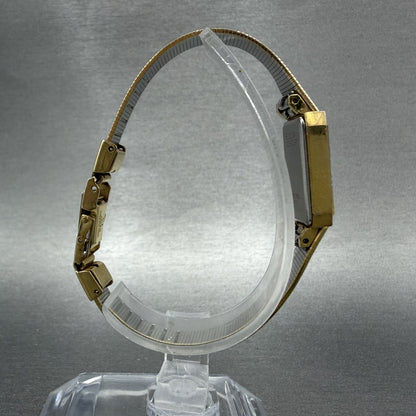 Bulova Tank Watch Women 13mm Champagne Dial Gold Tone Rdctangle 92T75 NewBattery8
