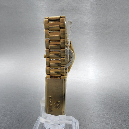 Seiko SQ Watch Women 24mm Champagne Dial Gold Tone Daydate 3e230a69 New Battery7