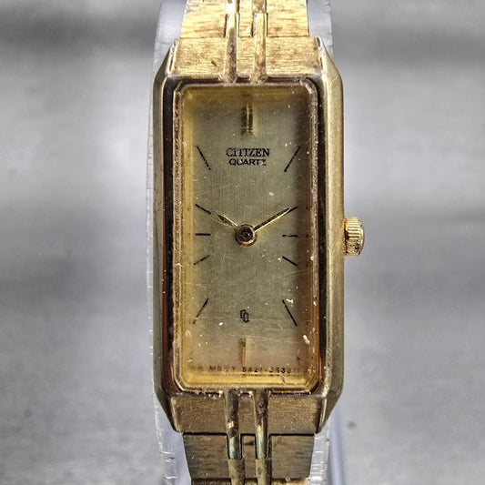Citizen CQ Watch Women 13nn Champagne Dial Gold Tone 5421-S18523 New Battery VTG0