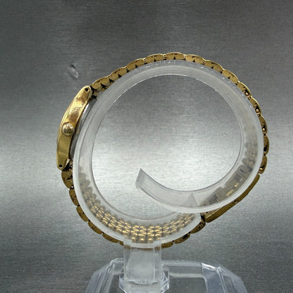 Seiko Watch Women 19mm White Dial Gold Tone Round V401-0289 New Battery JBI76