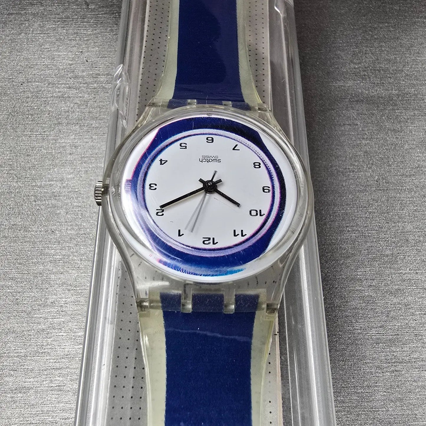 Swatch Gent SMALL IN BIG Watch Men 34mm White Dial Clear Case GK254 New Battery4