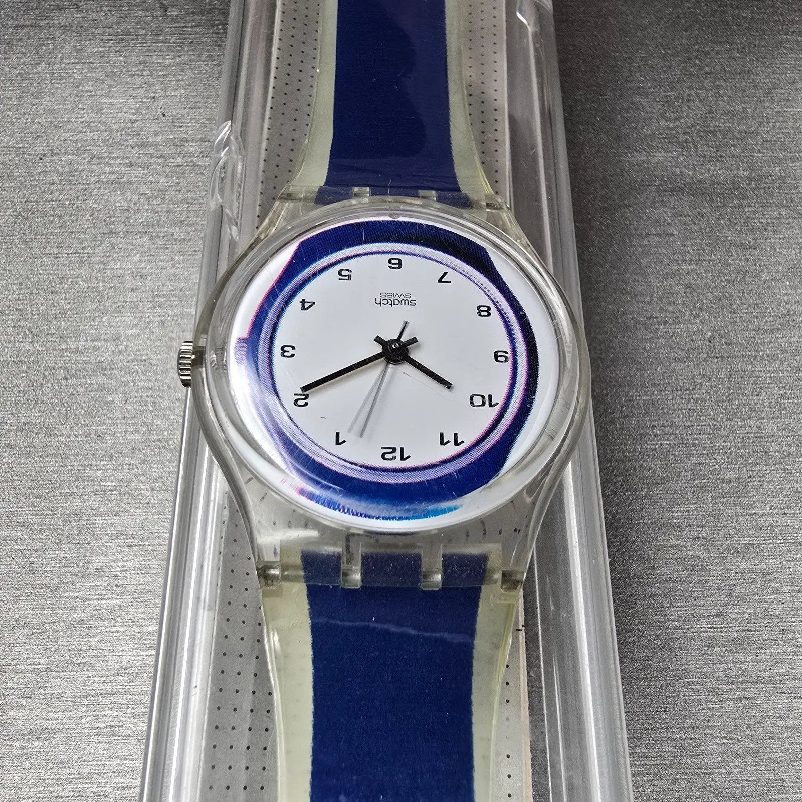 Swatch Gent SMALL IN BIG Watch Men 34mm White Dial Clear Case GK254 New Battery4