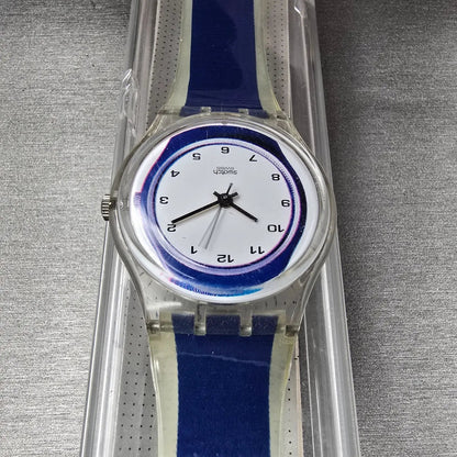 Swatch Gent SMALL IN BIG Watch Men 34mm White Dial Clear Case GK254 New Battery4