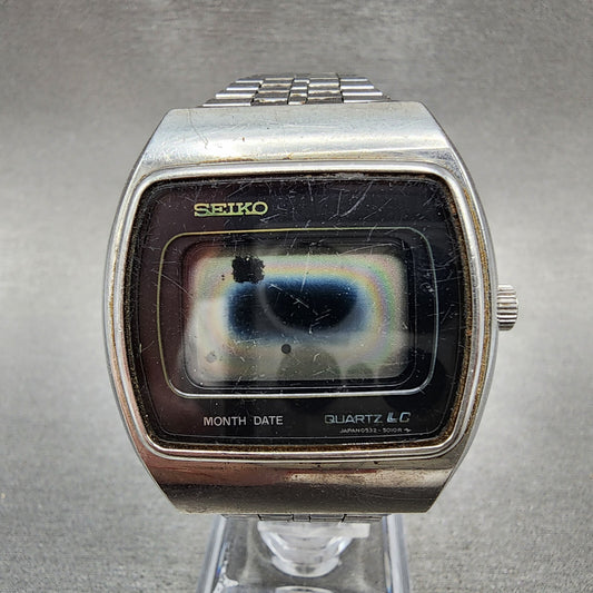 Seiko Digital Watch Men 37mm LCD Month Date Rectangle 0532-5019 PARTS