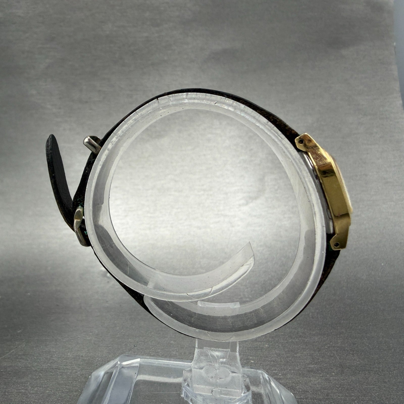Seiko Watch Women 16mm Black Dial Gold Tone Square 2C20-5770 New Battery VTG8