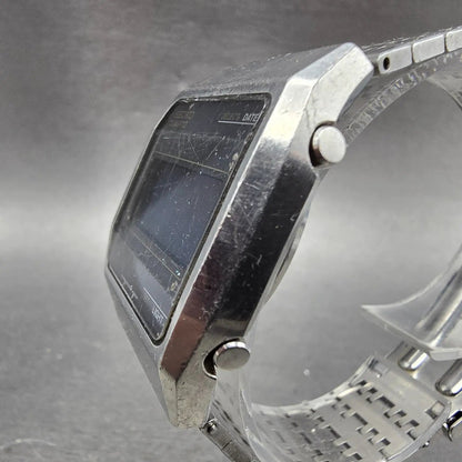 Seiko 0432-4000 Watch Men 33mm Black Dial Silver Tone Octagon Vintage LCD PARTS3