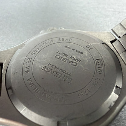 Casio Lineage Titanium Watch Men 38mm Silver Dial Daydate LIN-171J New Battery I9