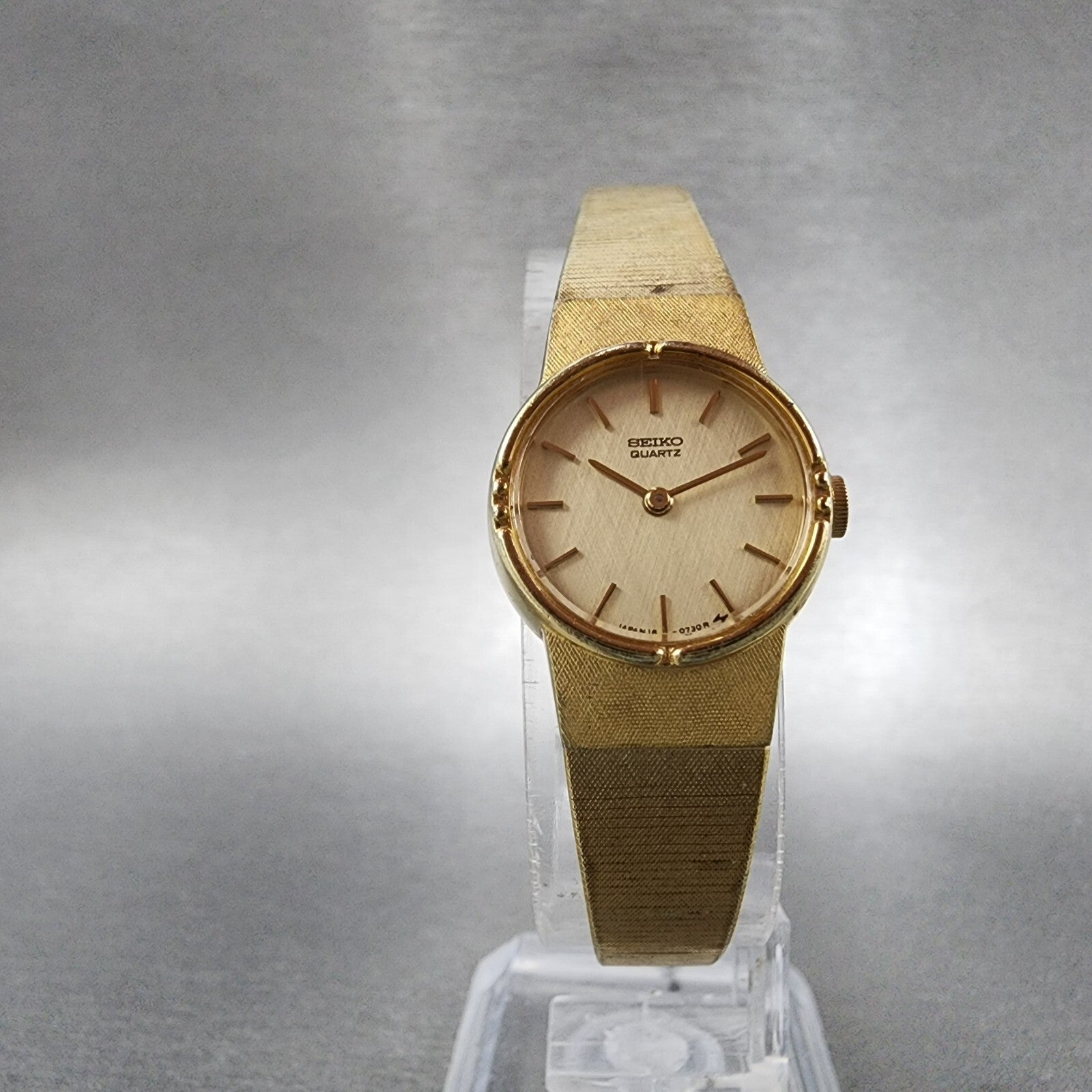 Seiko Watch Women 19mm Gold Dial Gold Tone Round 160129 New Battery VTG5