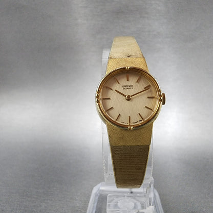 Seiko Watch Women 19mm Gold Dial Gold Tone Round 160129 New Battery VTG5