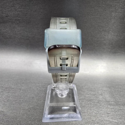 Casio F-91W Digital Watch Women 34mm Blue Clear Band Chrono Alarm New Battery7