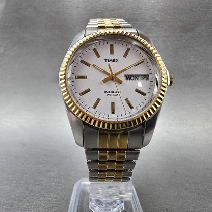 Timex Waterbury Legacy Watch Men 35mm White Dial Two Tone Daydate New Battery5
