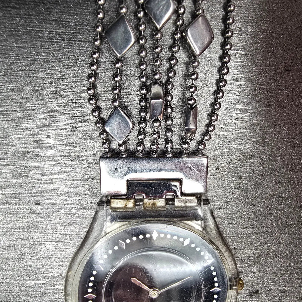 Swatch Brim Over Watch Women 34mm Black Dial Clear Case SFG295G New Battery5