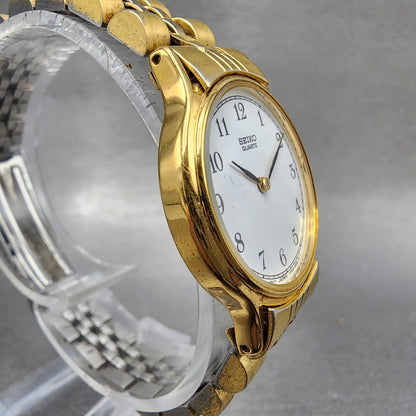 Seiko Watch Women 26mm White Dial Gold Tone Round V7006091 New Battery3