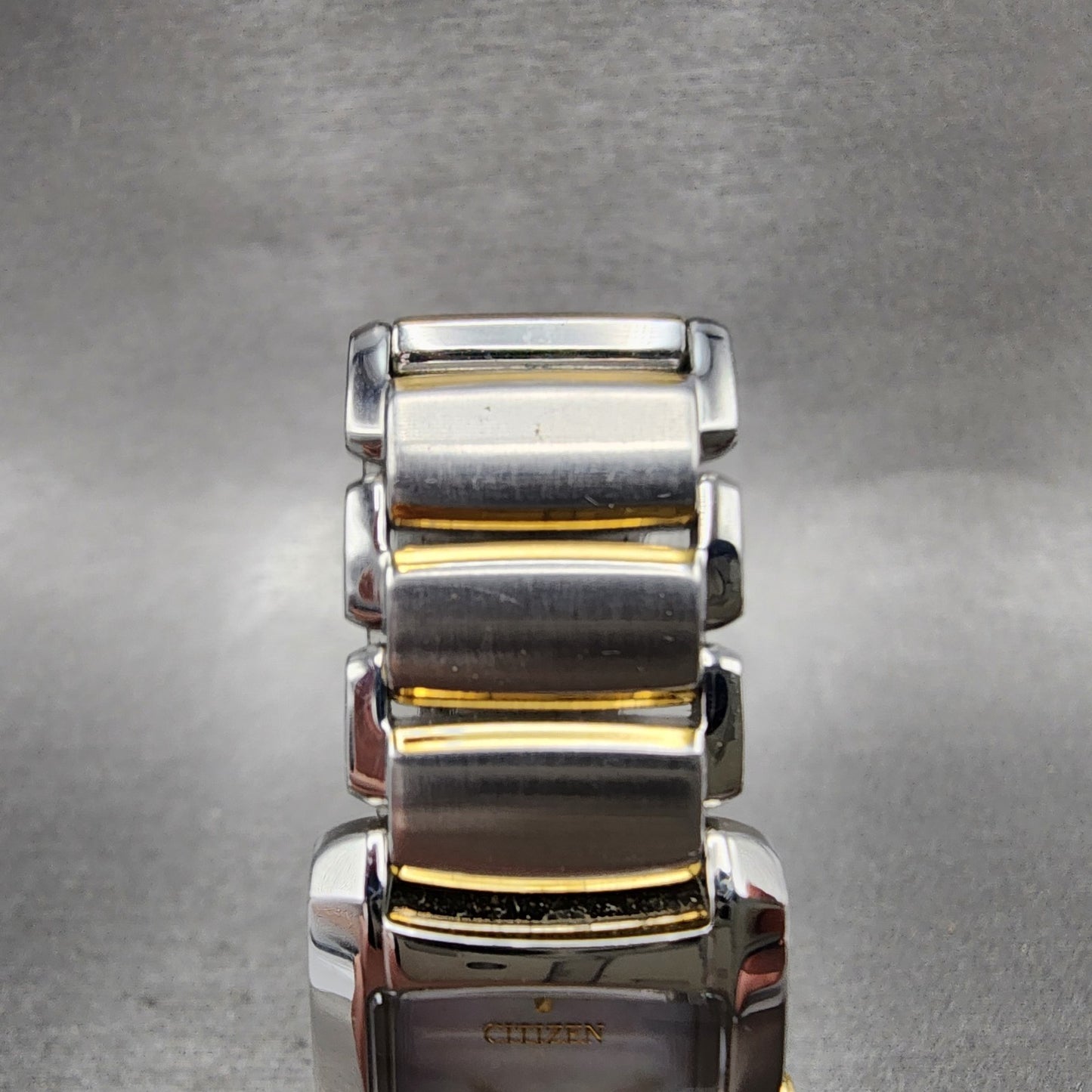 Citizen EcoDrive Tank Watch Women 20mm MOP Dial Two Tone Rectangle Runs4