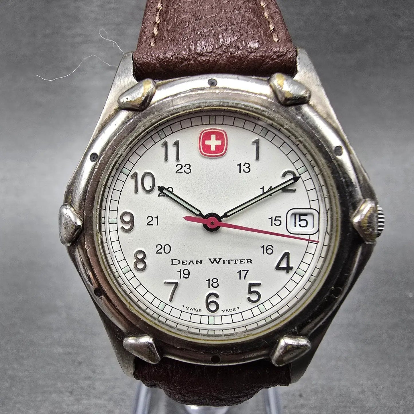 Wenger SAK Designs Watch Men 36mm White Dial Silver Tone Date Round PARTS0