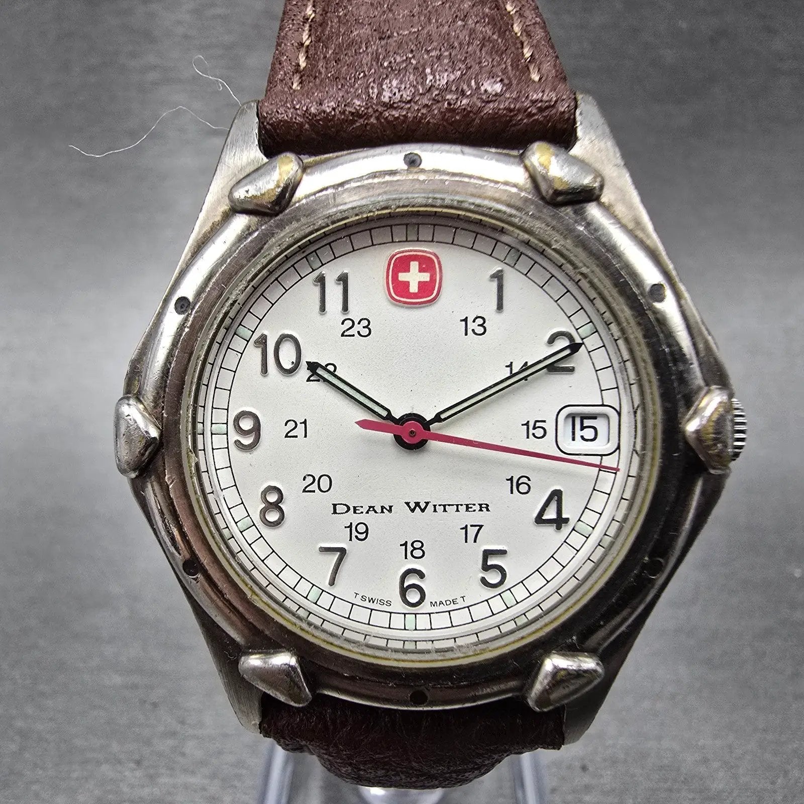 Wenger SAK Designs Watch Men 36mm White Dial Silver Tone Date Round PARTS0