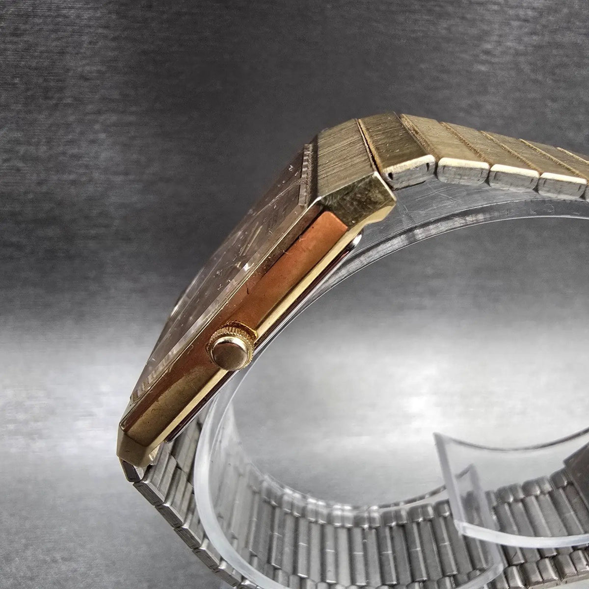 Seiko Tank Watch Men 25mm Gold Dial Gold Tone Rectangle 6530-5199 New Battery2