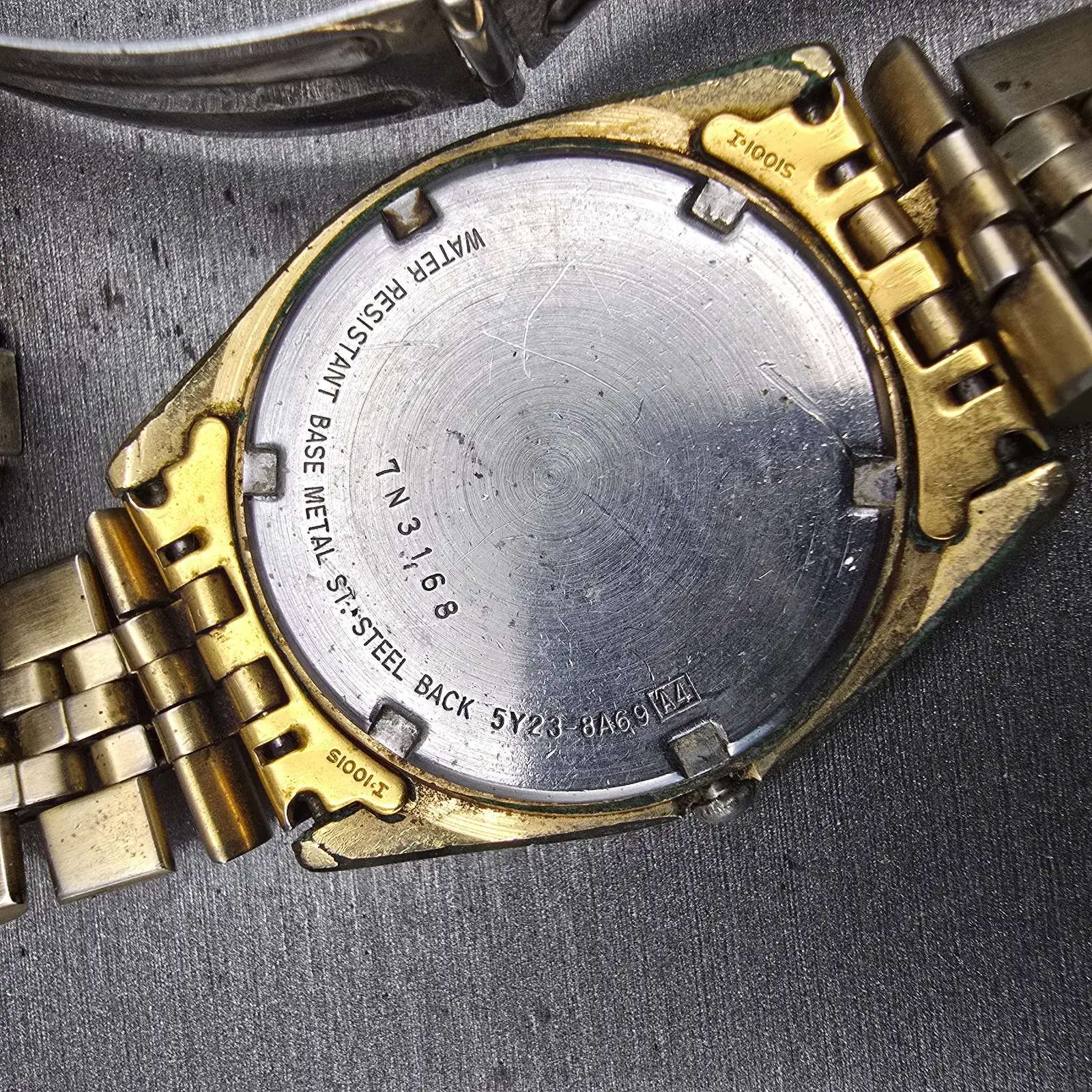 Seiko SQ President Watch Men 36mm Black Dial Gold Tone Daydate 5Y23-8A69 New Bat10
