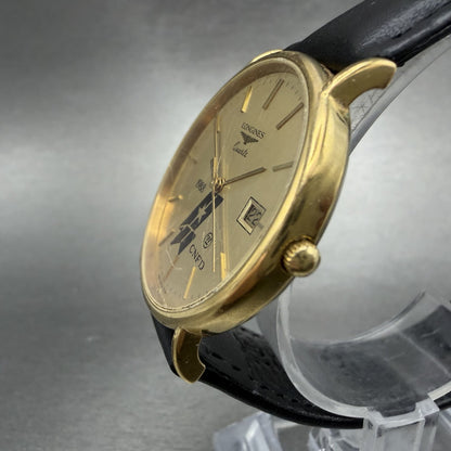 Longines Watch Men 33mm Gold Dial Gold Tone Date Round 7231 156 New Battery2