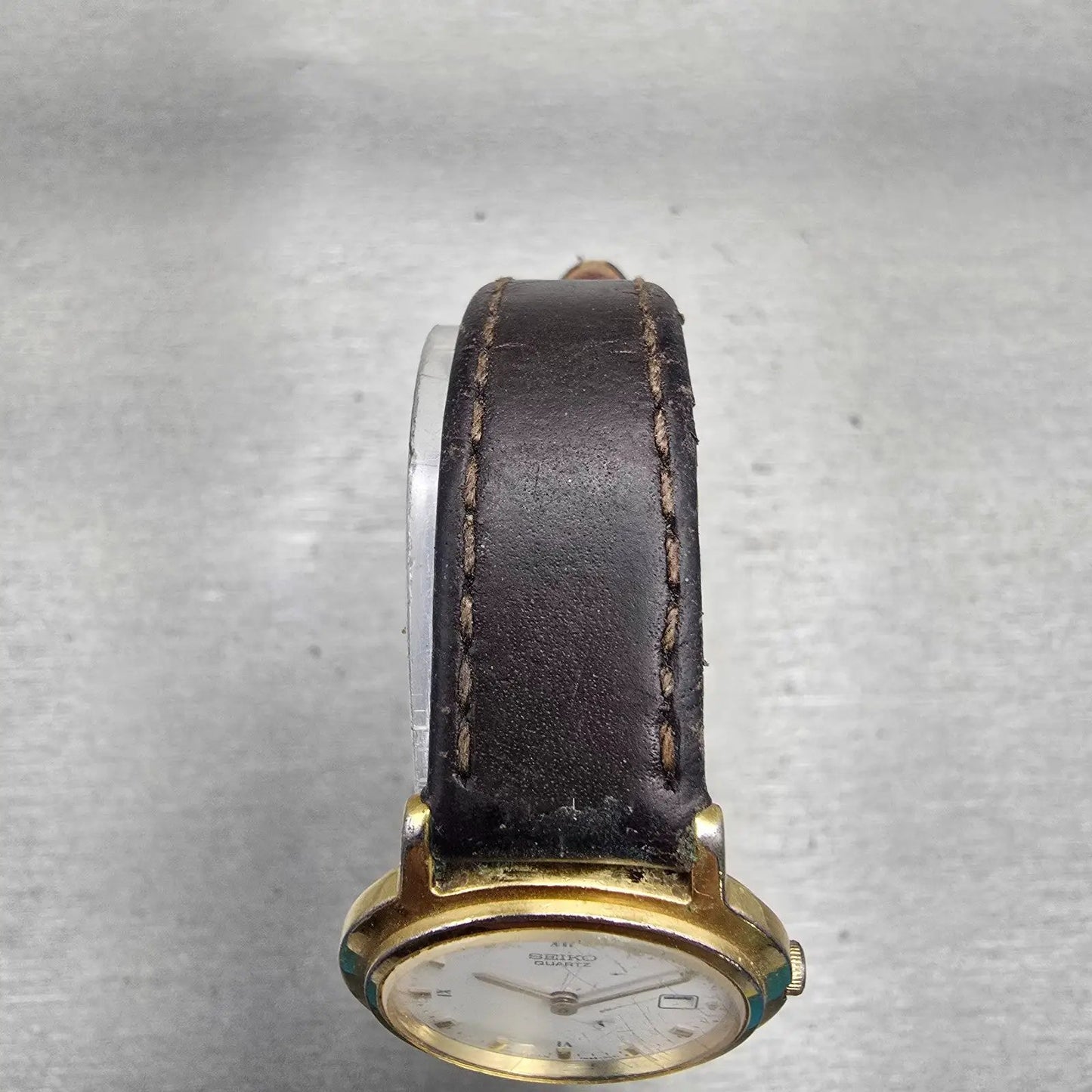 Seiko Watch Women 27mm White Dial Gold Tone Date Round 7N89-0201 New Battery VTG4
