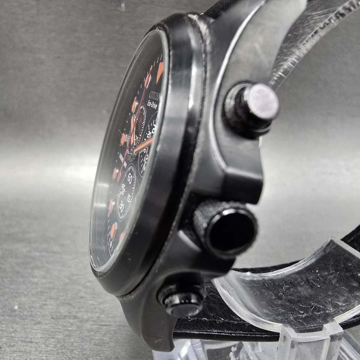 Citizen Eco-Drive Chronograph Watch Men 44mm Black Dial Black Date Round Runs2
