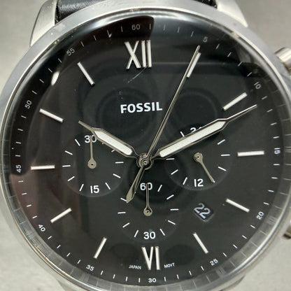 Fossil Neutra Chronograph Watch Men 44mm Black Dial Steel Date FS5452 NewBattery1