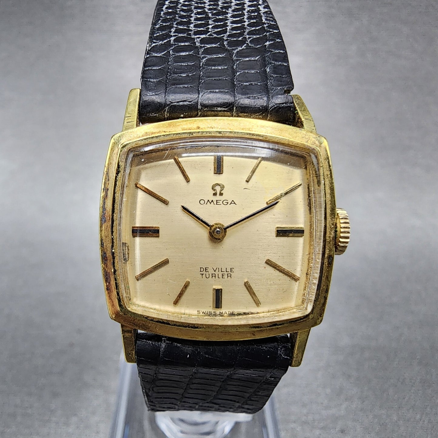 Omega De Ville Turler Watch Women 23mm Gold Dial Gold Plated Cal 620 Runs0