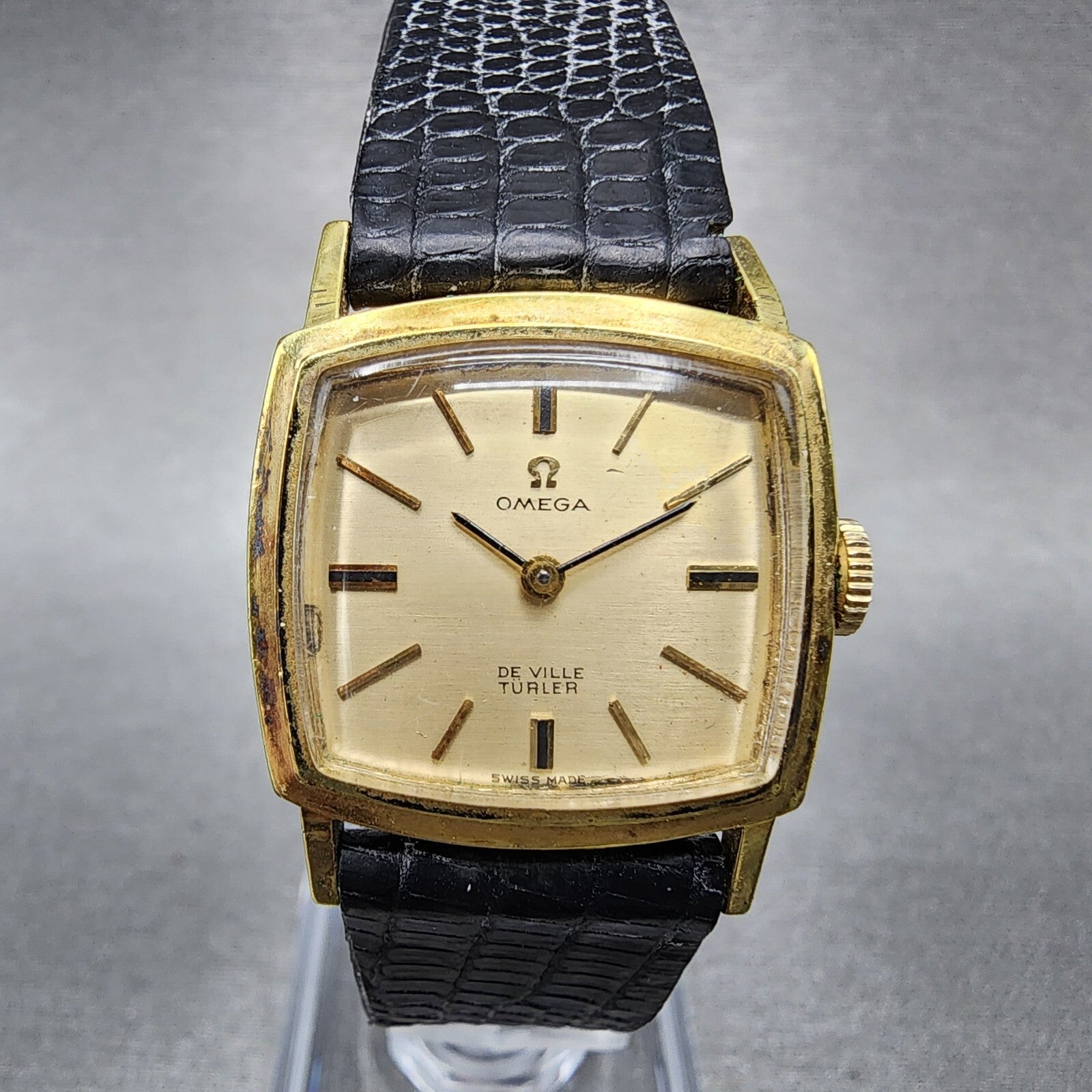 Omega De Ville Turler Watch Women 23mm Gold Dial Gold Plated Cal 620 Runs0