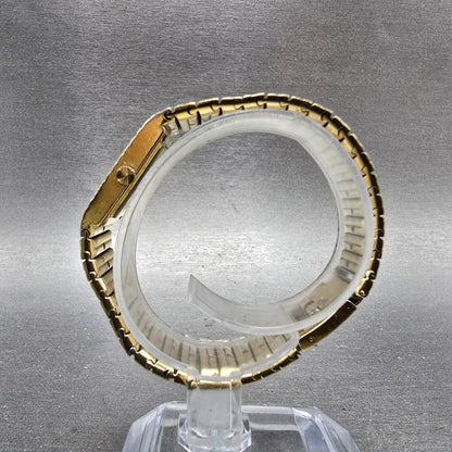 Raymond Weil Tank Watch Women 18mm Gold Dial Two Tone Gold Plated 8057 New Batt6