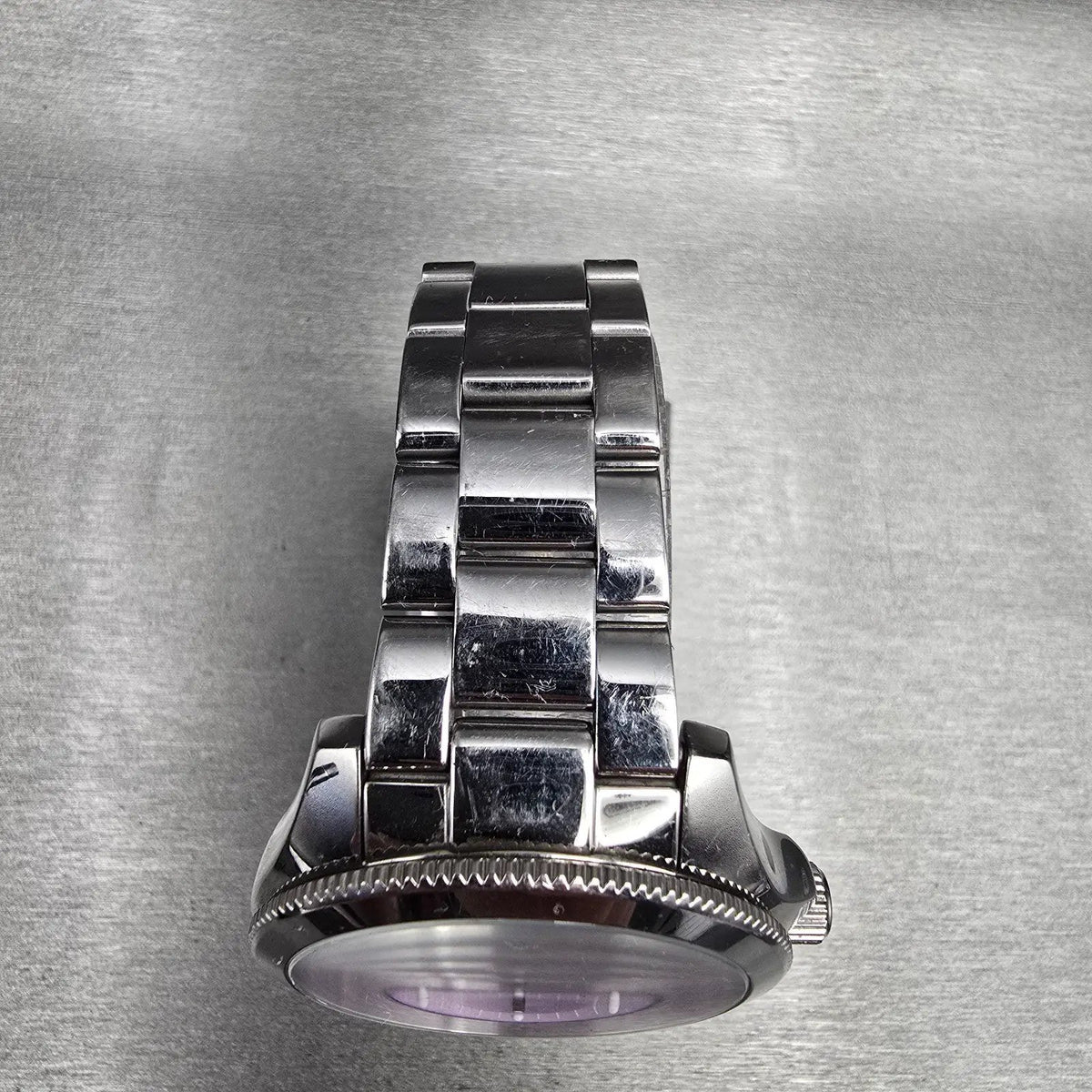 Fossil Cecile Watch Women 40mm Purple Dial Silver Tone Daydate AM4555 New Batt4