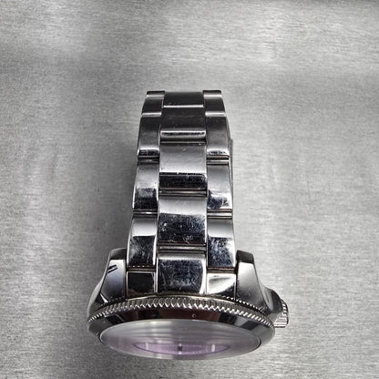 Fossil Cecile Watch Women 40mm Purple Dial Silver Tone Daydate AM4555 New Batt4