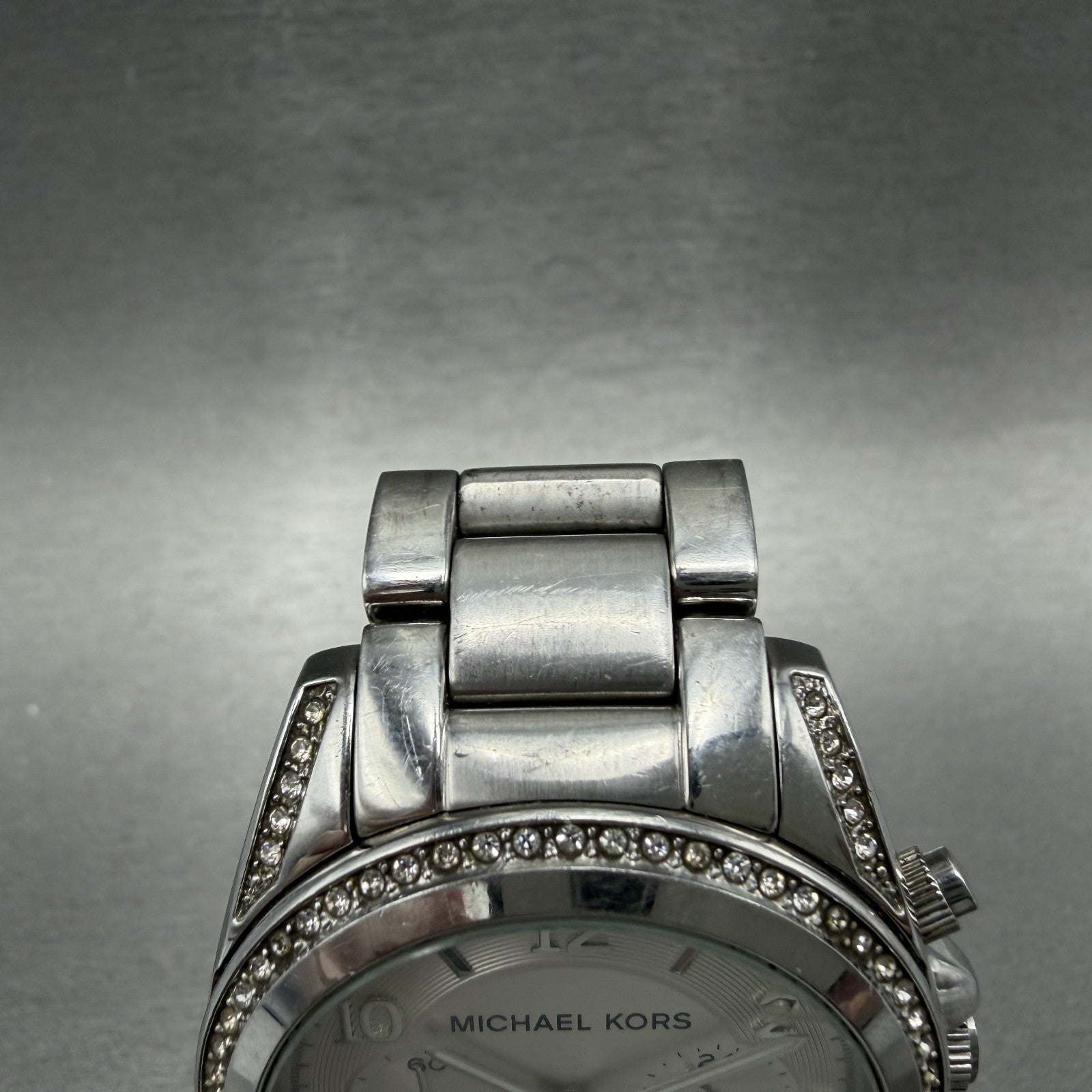 Michael Kors Blair Chronograph Watch Women 40mm White Dial Steel Date NewBat4