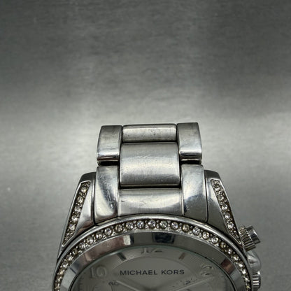Michael Kors Blair Chronograph Watch Women 40mm White Dial Steel Date NewBat4